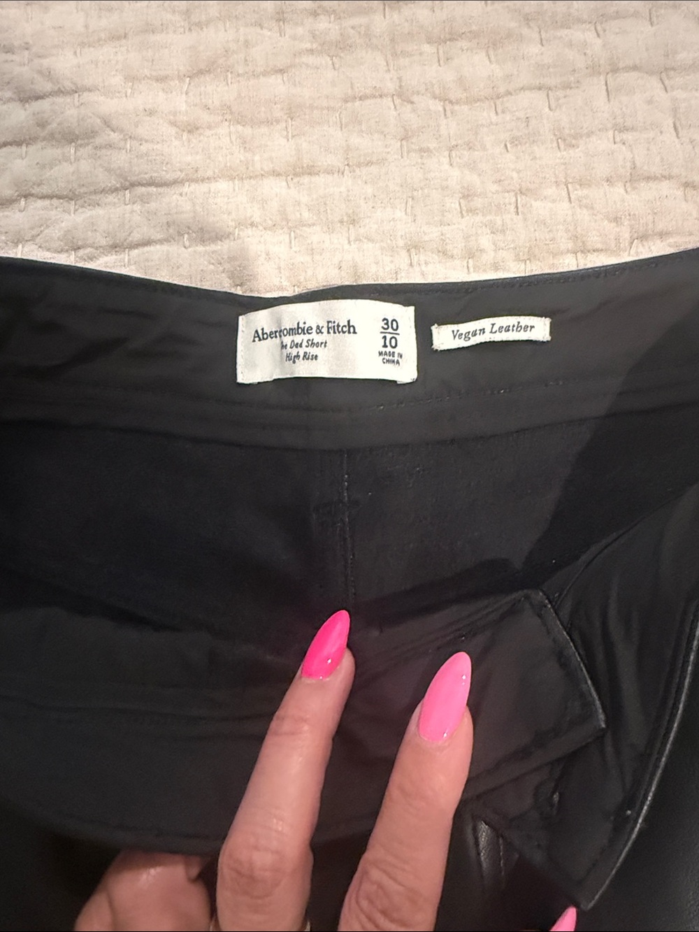 Abercrombie & Fitch Black High-Waist Faux Leather Shorts - Picture 2 of 3
